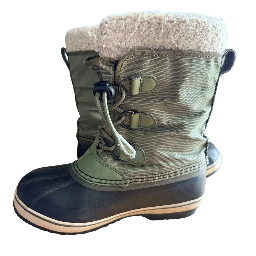 Sorel Boots Kids 3 Yoot Pac TP Sage Green Waterproof Snow EUC NY1962-371